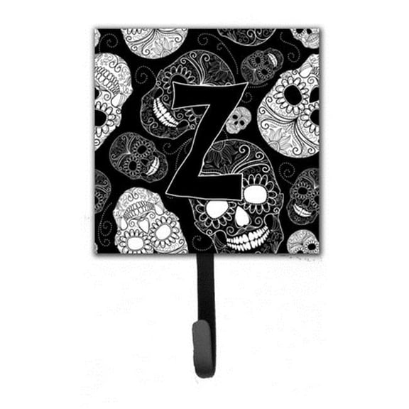 Carolines Treasures Letter Z Day Of The Dead Skulls Black Leash & Key Holder