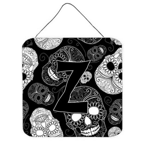 Carolines Treasures  Letter Z Day Of The Dead Skulls Black Wall and Door Hanging Prints