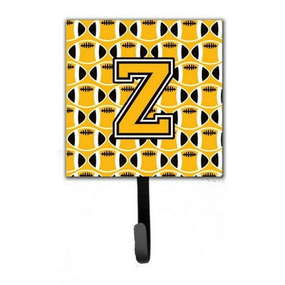 Carolines Treasures Letter Z Football Black - Old Gold & White Leash or Key Holder
