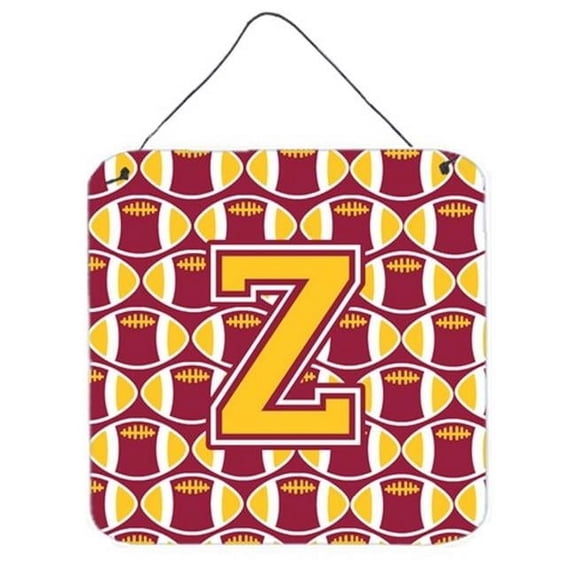 Carolines Treasures Letter Z Football Maroon & Gold Wall or Door Hanging Prints - Maroon & Gold - 6in. H x 0.02in. W x 6in. L