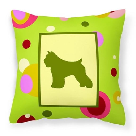 Carolines Treasures  Lime Green Dots Bouvier Des Flandres Fabric Decorative Pillow