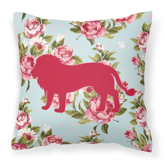 Carolines Treasures Lion Shabby Chic Roses Square Decorative Outdoor Pillow