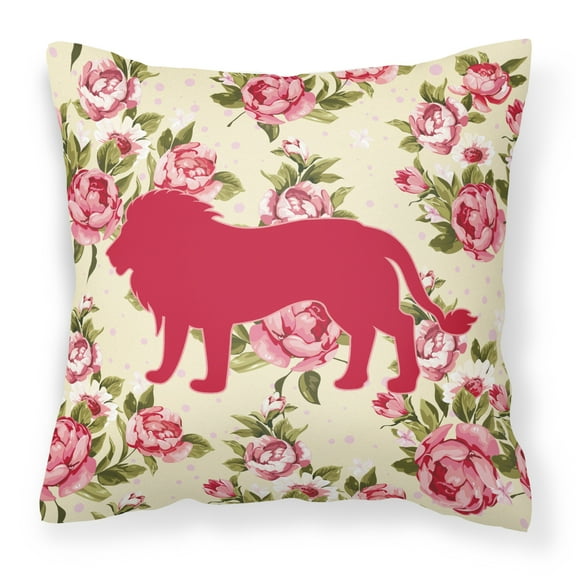 Carolines Treasures Lion Shabby Chic Roses Square Decorative Outdoor Pillow