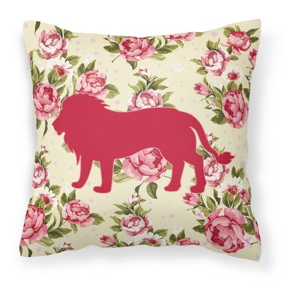 Carolines Treasures Lion Shabby Chic Roses Square Decorative Outdoor Pillow