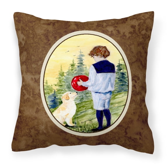 Carolines Treasures Little Boy with his Golden Retriever Fabric Decorative Pillow 14Hx14W multicolor