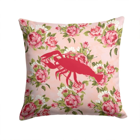 Carolines Treasures Lobster Shabby Chic Pink Roses Fabric Decorative Pillow 14Hx14W multicolor