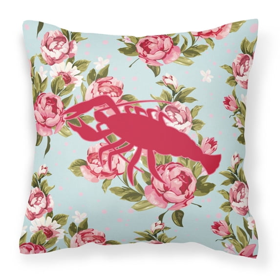 Caroline's Treasures BB1028-RS-BU-PW1818 Lobster Shabby Chic Blue Roses Canvas Fabric Decorative Pillow BB1028, 18H x18W, Multicolor