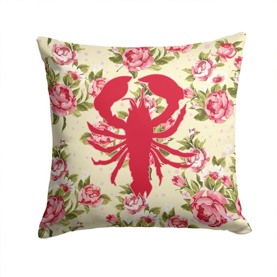 Carolines Treasures Lobster Shabby Chic Yellow Roses Fabric Decorative Pillow 14Hx14W multicolor