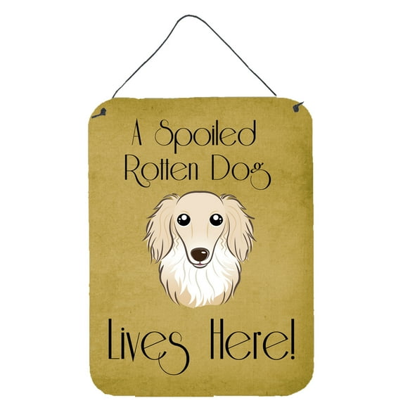 Caroline's Treasures BB1460DS1216 Longhair Creme Dachshund Spoiled Dog Lives Here Wall or Door Hanging Prints, 12x16,