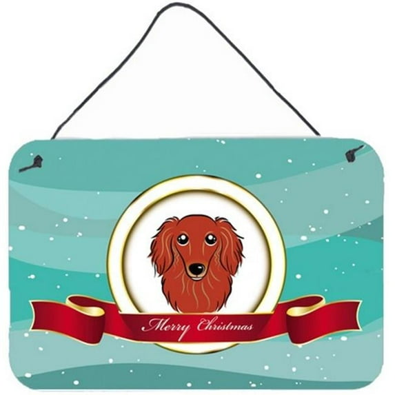 Caroline's Treasures BB1524DS812 Longhair Red Dachshund Merry Christmas Wall or Door Hanging Prints , 8x12, multicolor