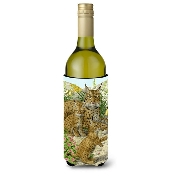 Carolines Treasures Lynx and Cubs Wine Bottle Beverage Insulator Hugger Wine Bottle multicolor