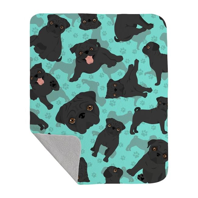 Black Pug Quilted Blanket 50x60 50 in x 60 in