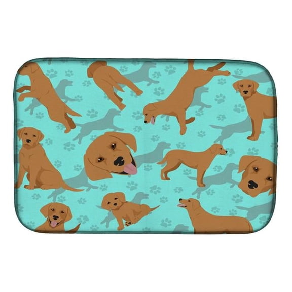 Carolines Treasures MLM1009DDM 21 x 14 in. Blue, Red Fox Labrador Retriever Dish Drying Mat