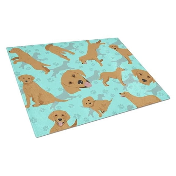 Carolines Treasures MLM1009LCB 15 x 12 in. Blue, Red Fox Labrador Retriever Glass Cutting Board - Large