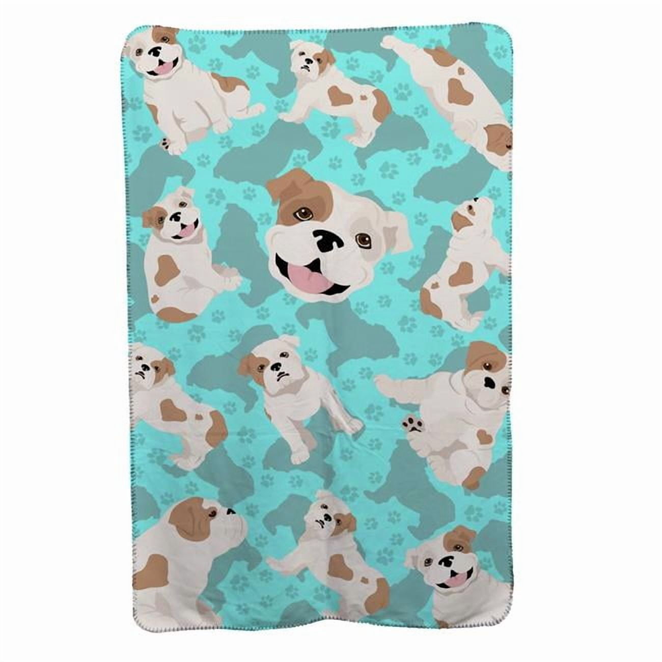 Carolines Treasures MLM1014TBLT 58 x 36 in. Blue Piebald English Bulldog Soft Travel Blanket with Bag