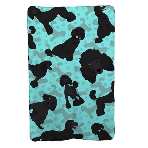 Black Standard Poodle Soft Travel Blanket with Bag 36 in x 58 in