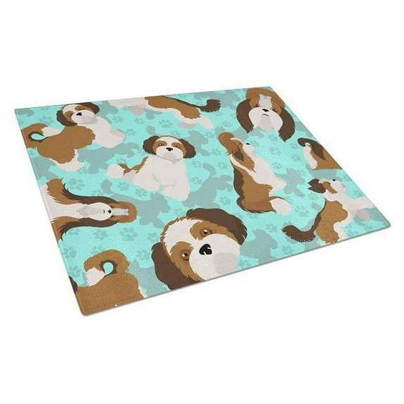Carolines Treasures MLM1031LCB 15 x 12 in. Blue Shih Tzu Glass Cutting Board - Large