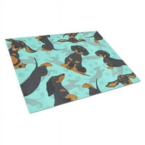 Carolines Treasures MLM1039LCB 15 x 12 in. Blue, Black & Tan Dachshund Glass Cutting Board - Large