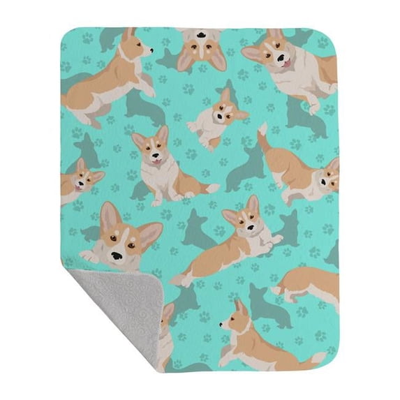 Carolines Treasures MLM1047LQB 50 x 60 in. Fawn Cardigan Corgi Quilted Blanket, Blue