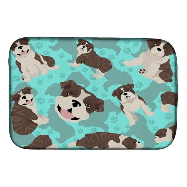 Carolines Treasures MLM1049DDM 21 x 14 in. Blue Brindle English Bulldog Dish Drying Mat