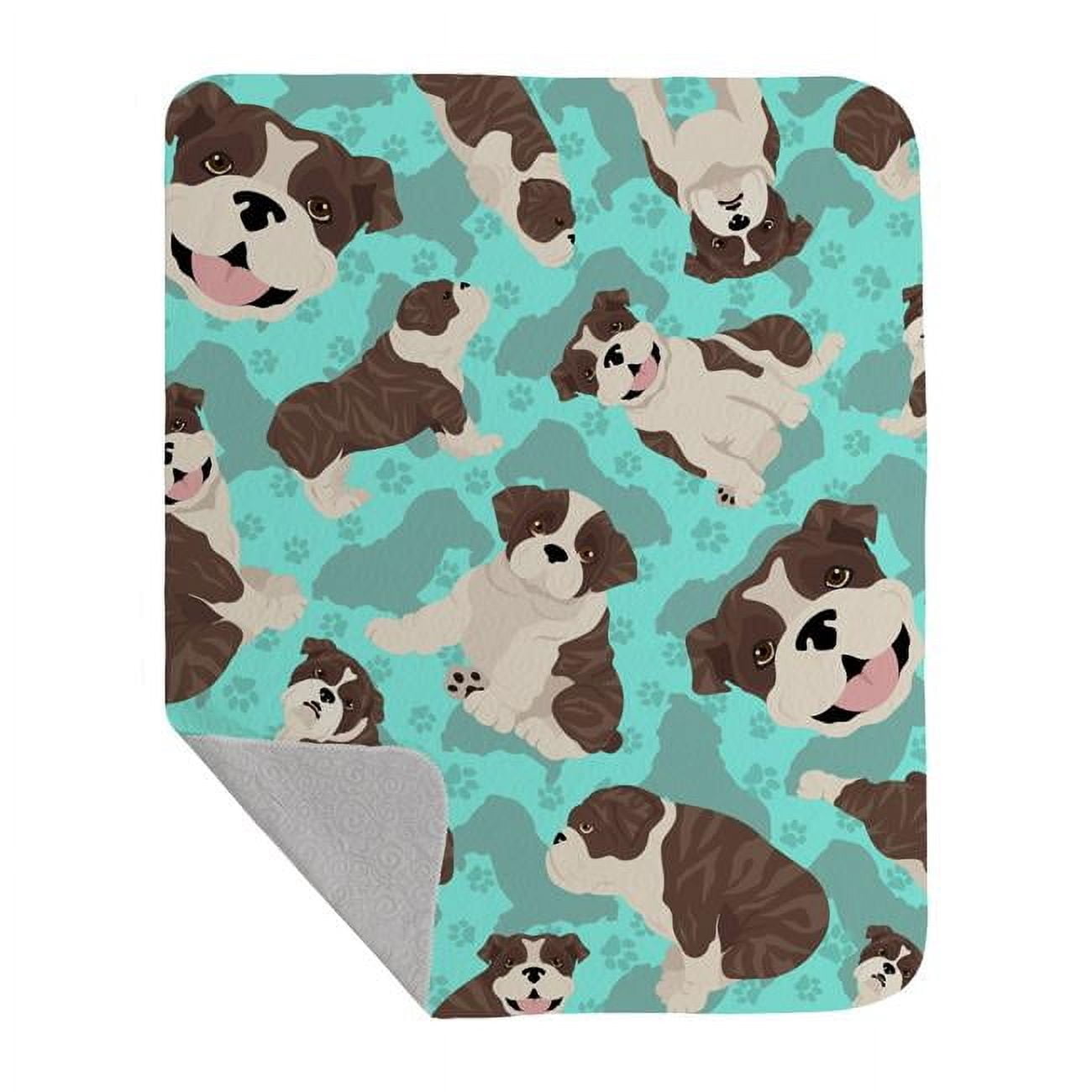 Carolines Treasures MLM1049LQB 50 x 60 in. Brindle English Bulldog Quilted Blanket, Blue