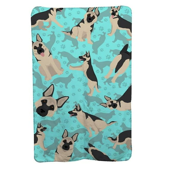 Carolines Treasures MLM1051TBLT 58 x 36 in. Blue, Black & Silver German Shepherd Soft Travel Blanket with Bag