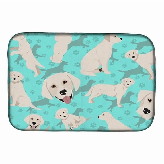 White Cream Labrador Retriever Dish Drying Mat 14 in x 21 in
