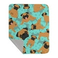 thumbnail image 1 of Carolines Treasures MLM1057LQB 50 x 60 in. Apricot Pug Quilted Blanket, Blue, 1 of 5