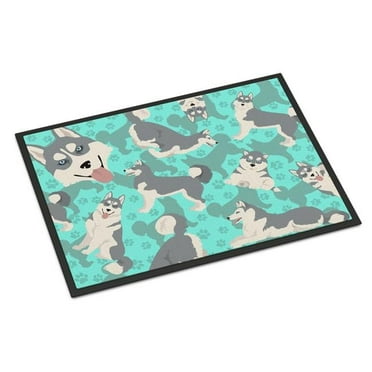 Carolines Treasures MLM1073JMAT 24 x 36 in. Blue, Grey Siberian Husky Indoor or Outdoor Mat