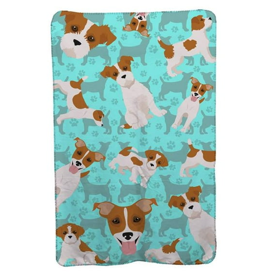 Carolines Treasures MLM1080TBLT 58 x 36 in. Blue, Red & White Jack Russell Terrier Soft Travel Blanket with Bag