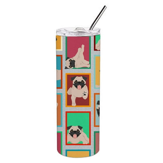 Carolines Treasures MLM1090TBL20 20 oz Lots of Fawn Pug Stainless Steel Skinny Tumbler