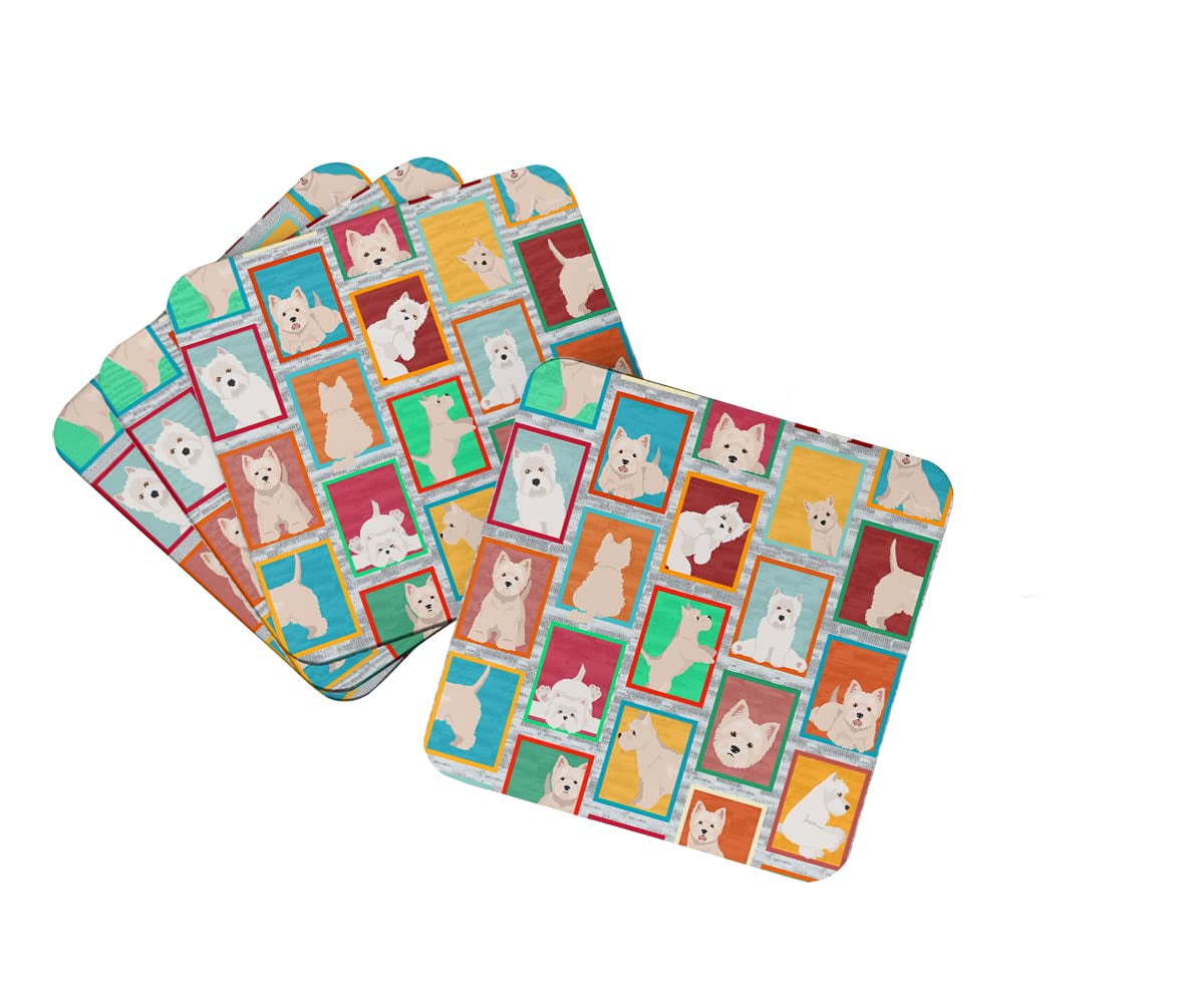 Lots of Westie Foam Coaster Set of 4 3.5 in x 3.5 in