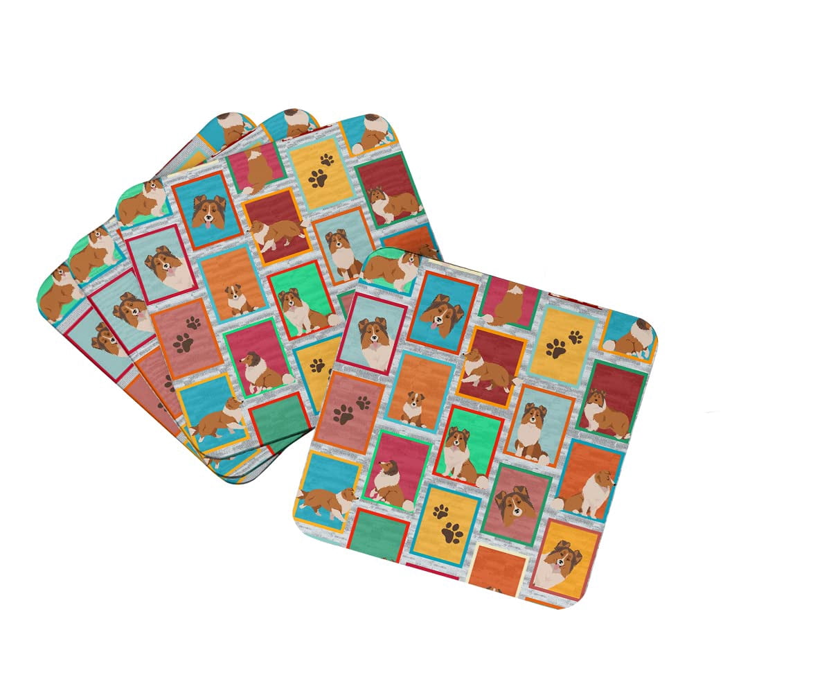 Carolines Treasures MLM1121FC 3.5 x 3.5 in. Lots of Sheltie Foam Coaster - Set of 4