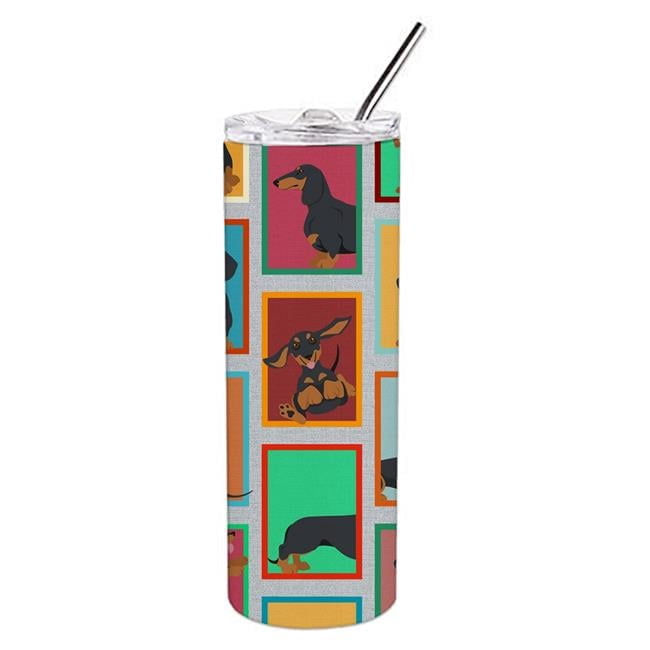 Carolines Treasures MLM1125TBL20 20 oz Unisex Lots of Black & Tan Dachshund Stainless Steel Skinny Tumbler