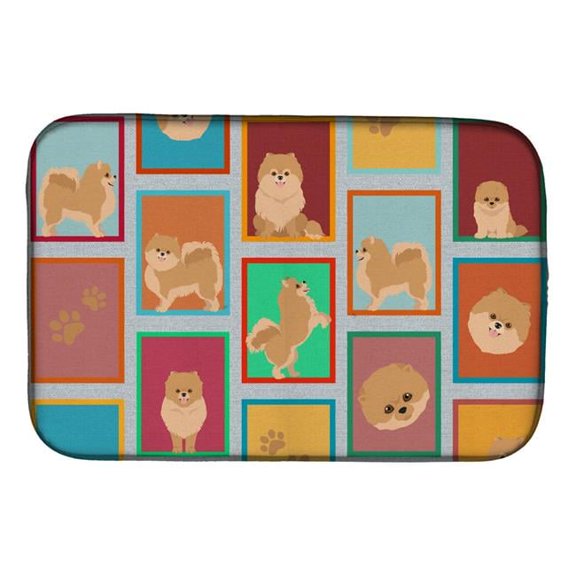 Carolines Treasures MLM1169DDM 21 x 14 in. Lots of Orange Pomeranian Dish Drying Mat