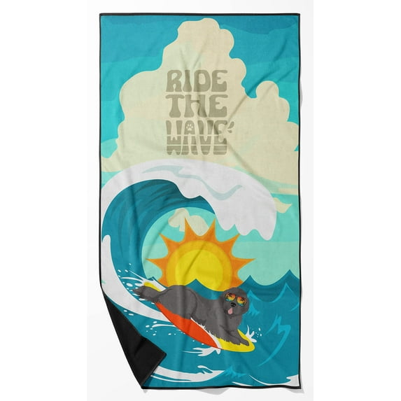 Carolines Treasures MLM1243TWL3060 60 x 30 in. Unisex Surfer Dog Black Foundland Premium Beach Towel