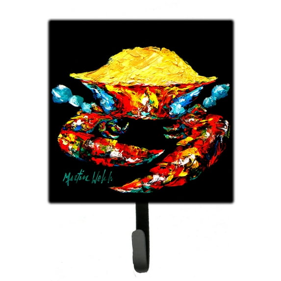 Carolines Treasures MW1010SH4 Crab Black Gold Leash or Key Holder 7Hx4.25W multicolor