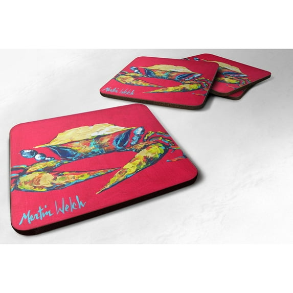 Carolines Treasures MW1050FC Crab Red One Foam Coaster Set of 4 3 1/2 x 3 1/2 multicolor