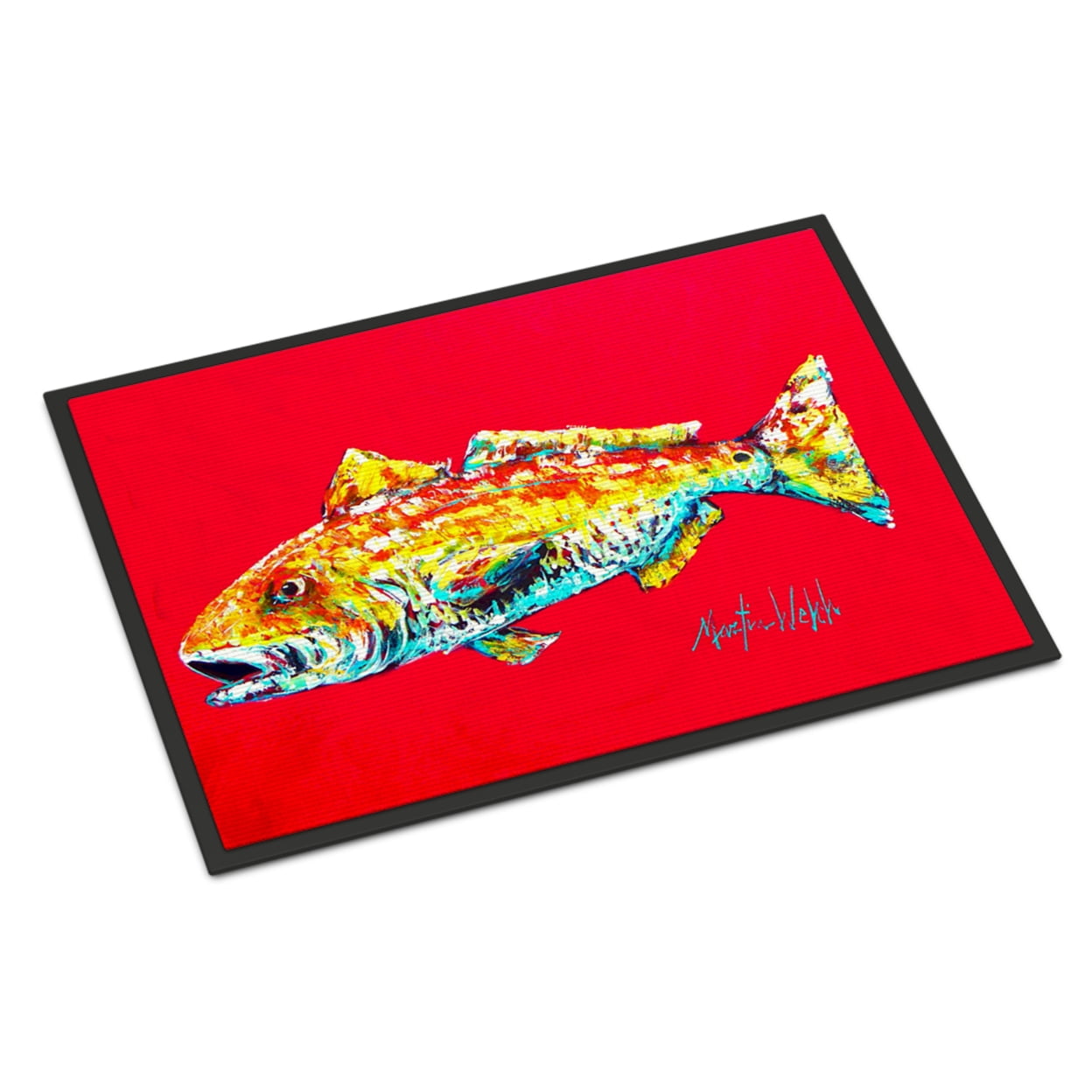Carolines Treasures MW1084JMAT Fish - Red Fish Alphonzo Door Mat Indoor Rug or Outdoor Welcome Mat 24x36 Doormat 24H X