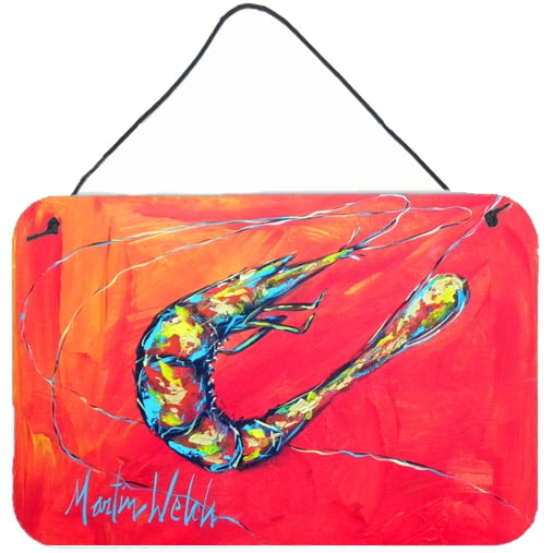 Carolines Treasures MW1097DS812 Shrimp Seafood Three Aluminium Metal Wall or Door Hanging Prints 8x12 multicolor