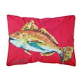 thumbnail image 1 of Carolines Treasures MW1103PW1216 Fish - Red Fish Woo Hoo   Canvas Fabric Decorative Pillow 12H x16W multicolor, 1 of 3