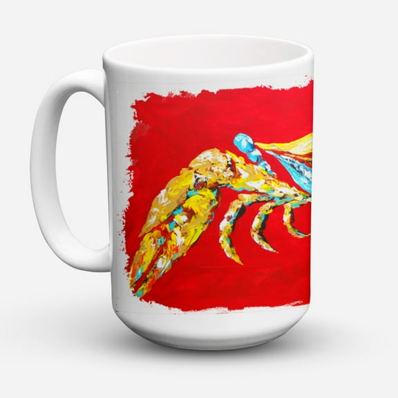 Carolines Treasures MW1116CM15 Crab Blue on Red Sr Coffee Mug 15 oz 15 ounce multicolor