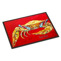 Carolines Treasures MW1116MAT Crab Blue on Red Sr. Door Mat Indoor Rug or Outdoor Welcome Mat 18X27 Doormat 18H X 27W