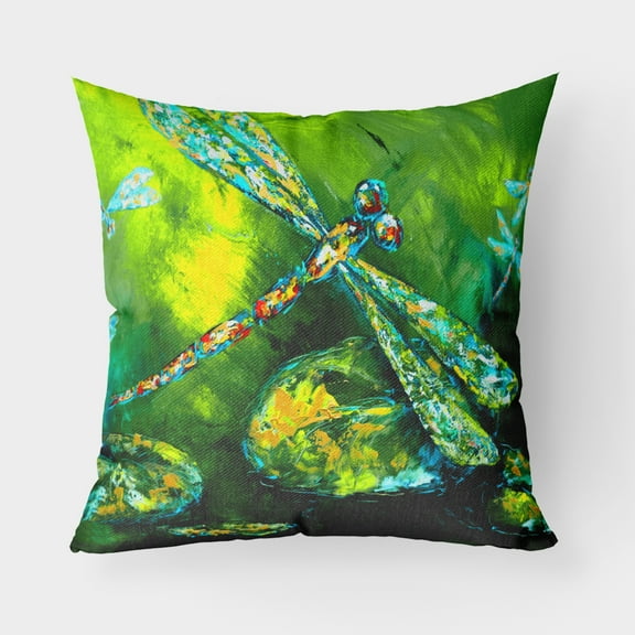 Carolines Treasures MW1128PW1818 Insect - Dragonfly Summer Flies Canvas Fabric Decorative Pillow  18H x18W multicolor