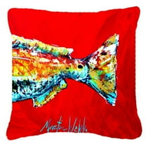 Carolines Treasures MW1141BPW1818 Red Fish Alphonzo Tail Canvas Fabric Decorative Pillow  18H x18W multicolor