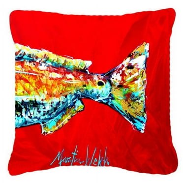 Carolines Treasures MW1141BPW1818 Red Fish Alphonzo Tail Canvas Fabric Decorative Pillow  18H x18W multicolor