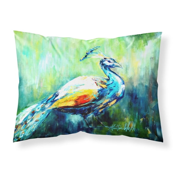 Carolines Treasures MW1160PILLOWCASE Proud Peacock Green Fabric Standard Pillowcase Standard multicolor