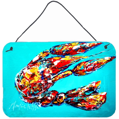 Carolines Treasures MW1161DS812 Lucy the Crawfish in blue Wall or Door Hanging Prints  8x12 multicolor