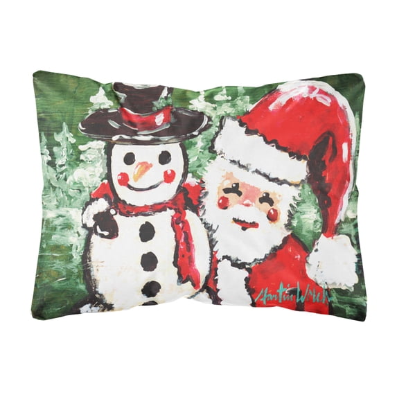 Carolines Treasures MW1167PW1216 Friends Snowman and Santa Claus Canvas Fabric Decorative Pillow 12H x16W multicolor