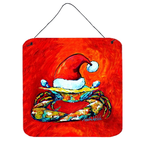 Carolines Treasures MW1169DS66 Crab in Santa Hat Santa Claws Wall or Door Hanging Prints 6x6 multicolor